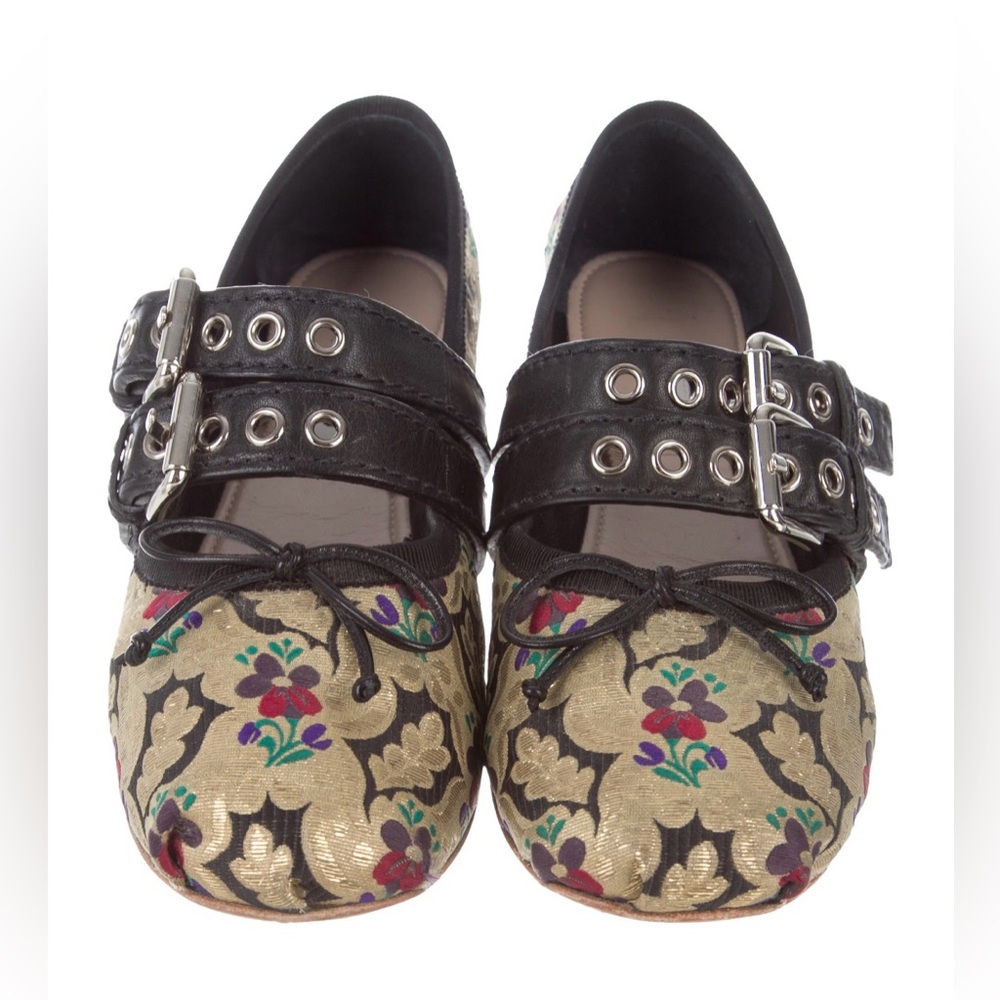 Miu Miu Floral Brocade Buckle Ballerinas RARE, Size 37.5